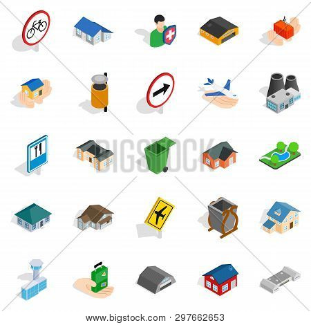 Regional Center Icons Set. Isometric Set Of 25 Regional Center Icons For Web Isolated On White Backg