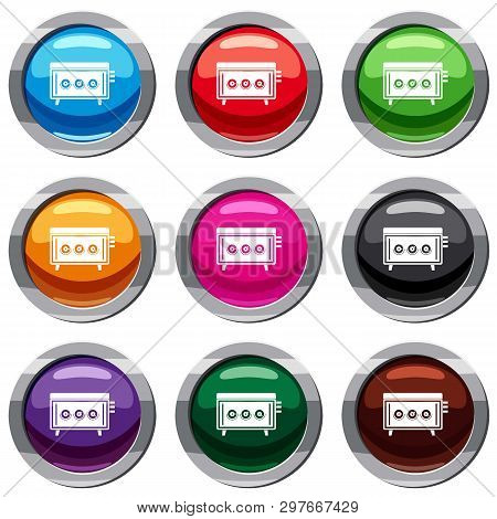 Cd Changer Set Icon Isolated On White. 9 Icon Collection Illustration