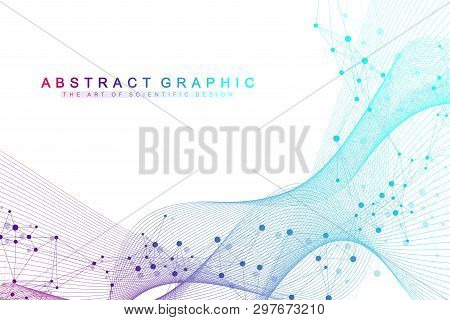 Technology Abstract Background With Connected Line And Dots. Big Data Visualization. Artificial Inte