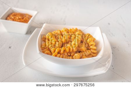 Portion Of Pasta With Tomato And Ricotta Pesto
