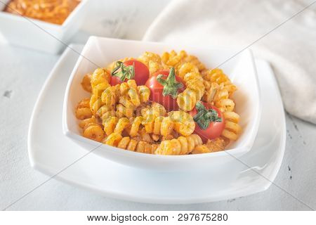 Portion Of Pasta With Tomato And Ricotta Pesto