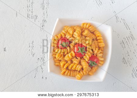 Portion Of Pasta With Tomato And Ricotta Pesto