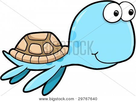 Bobo feliz verão mar tartaruga Animal Vector Illustration