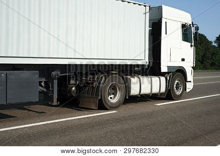 Odesa region, Ukraine, August 25, 2017 - Truck is going up the highway E95