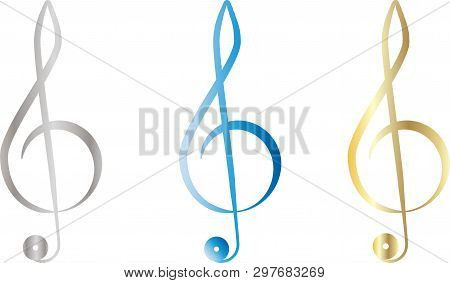 Vector Set Of Treble Clef On White Background