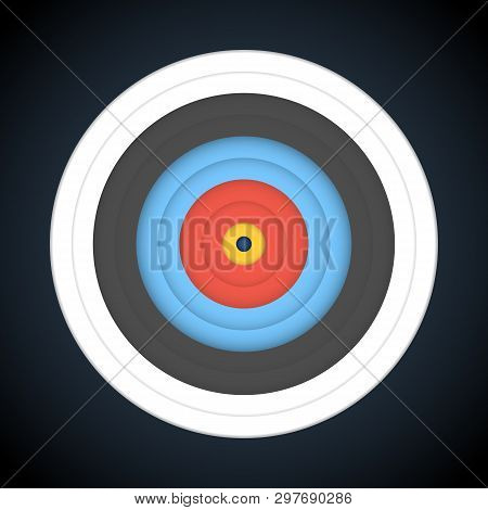 Target For Archery On Dark Background. Vector Illustration