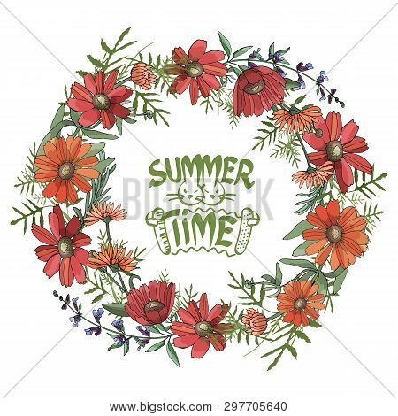 Floral Set. Summer And Spring Isolated Garden Flowers.