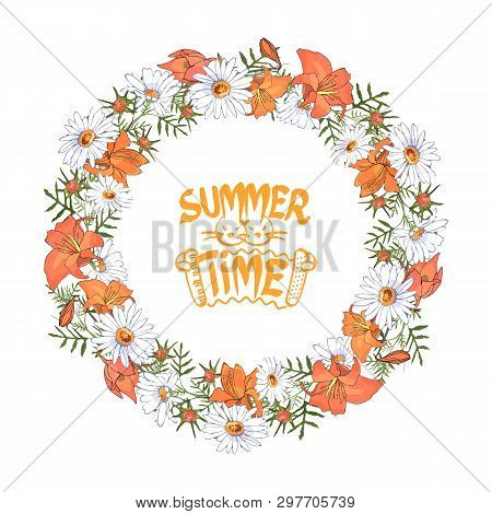 Floral Set. Summer And Spring Isolated Garden Flowers.