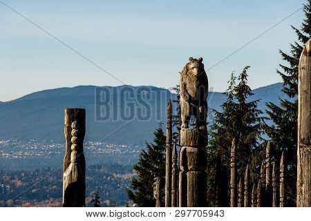 Burnaby, Canada - November 17, 2018: Burnaby Mountain Park In Sunny Autumn Day.
