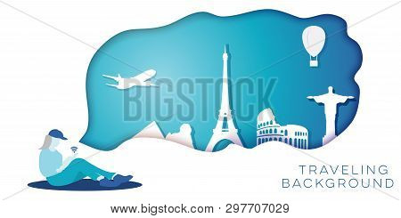 Abstract Travel Background Around The World For You Trip Design Vector Template