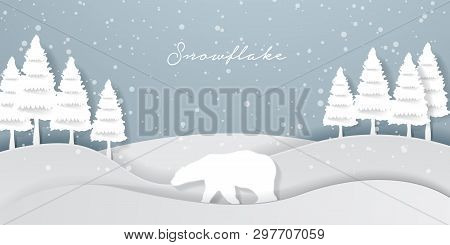 Snowflake Illustration Design With Alone Bear Like Your Life Vector Template
