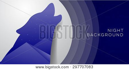 Night Wolf Illustration Design For Your Background Template Vector