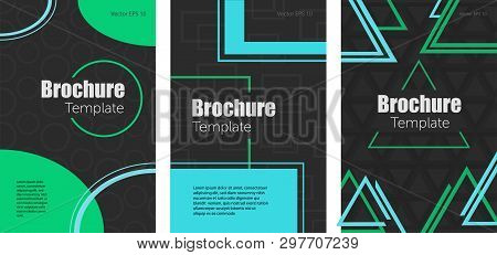 Set Of Abstract Brochures With Geometric Shapes. Business Brochure Cover Design Template, Can Be Use