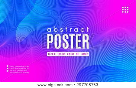 Gradient Fluid Shapes. Abstract Background In Blue And Pink Colors. Wave Liquid And Distorted Gradie