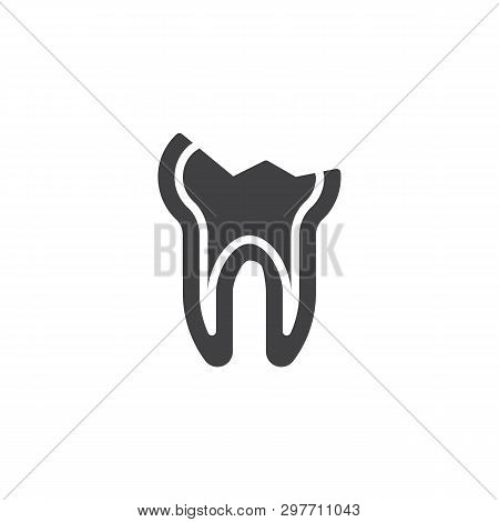 Decayed Teeth Vector Icon. Chipped Tooth Broke Filled Flat Sign For Mobile Concept And Web Design. C