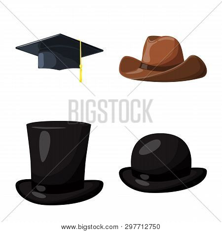 Vector Illustration Of Headgear And Napper Icon. Collection Of Headgear And Helmet Vector Icon For S