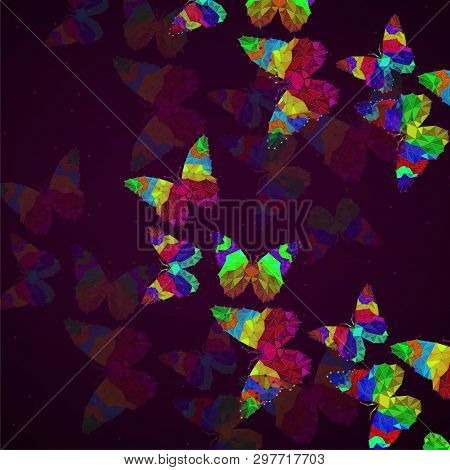 Abstract Background With Butterfly Of Colorful Triangles, Polygonal Geometric Structure. Vector Desi