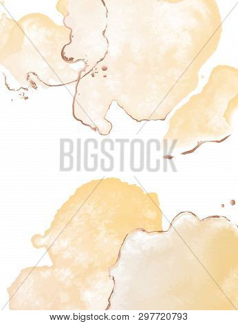 Modern Watercolor With Yellow Blobs And Glitter Shine Artwork In Vector. Holiday Background Template