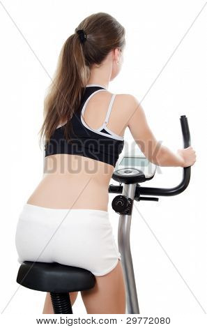 หญิงสาวจะหมั้นในการ velosimulator