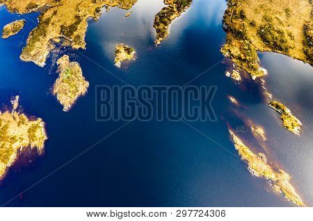 Aerial View Of Lough Doon Between Portnoo And Ardara Which Is Famous For The Medieval Fort - County 
