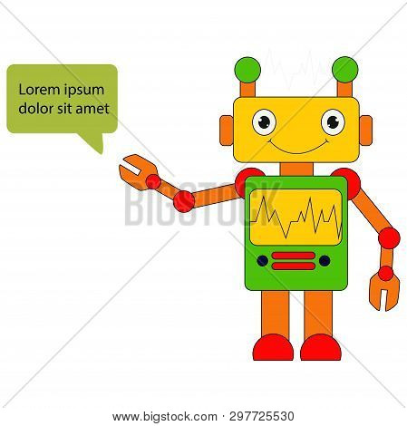 Illustration Of Robot Mascot  Isolated On White Background