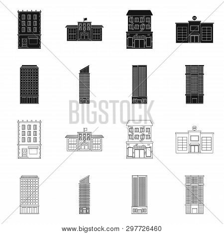 Vector Design Of Municipal And Center Icon. Set Of Municipal And Estate   Stock Vector Illustration.