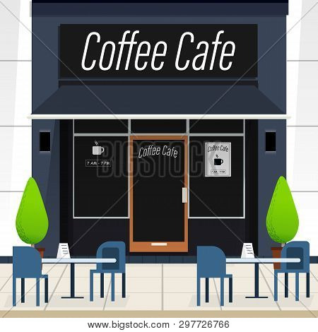 Romantic Coffee Shop Cafe Front Lifestyle Vector