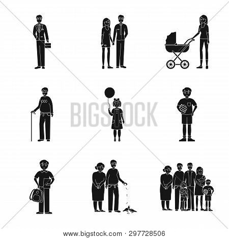 Vector Illustration Of Face  And Portrait Symbol. Set Of Face  And People Vector Icon For Stock.