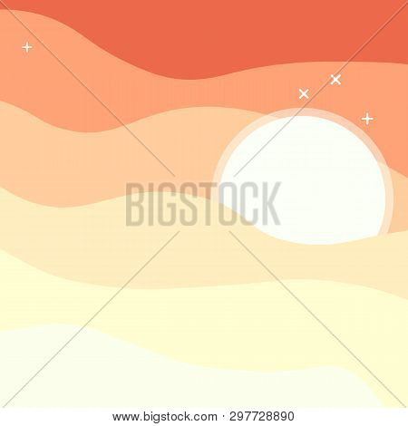 Sun Sky Wave Orange Simple Background Vector