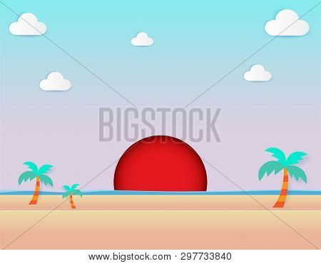 Beautiful Sun Rise At Beach, Sea View And Sun Rise Seascape And Natural Pastel Color Scheme Backgrou