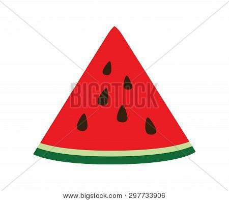 Watermelon Slice. Concept Of Healthy Lifestyle And Ripe Fruits Isolated On White Background Flat Des