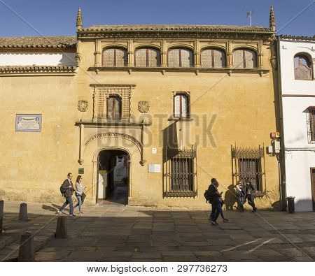 Cordoba, Spain - Sept 8th, 2018: Visitors Outdoors The Fine Art Museum Of Cordoba, Cordoba, Spain. H