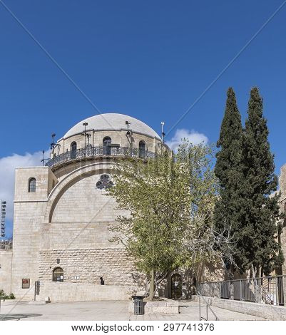 Building Of Restored The Hurva Synagogue In Jewish Quarter Of Old Jerusalem City