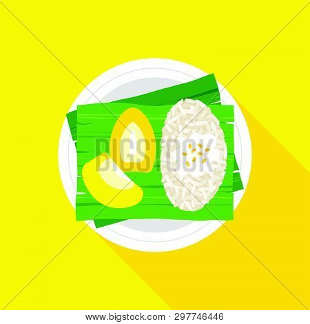Thai Sticky Rice With Durian, Khao Niaow Tu Rian Vector