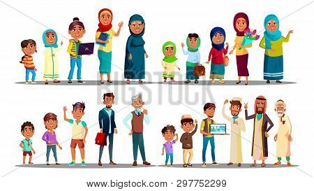 Moslem . Arabic Moslem People. Male, Female Islamic Illustration