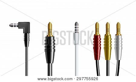 Realistic Audio Connector Headphone Plug . Adapter Wire Electronic Speaker And Headphone Joint Commu