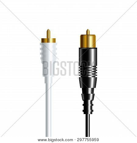 Realistic Audio And Video Wire Plug Set . Electronic Wire Cable Connection Television, Videorecorder