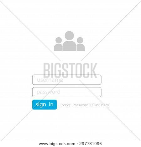 Vector Login Form Ui Element On Blanck Background. Login User Interface
