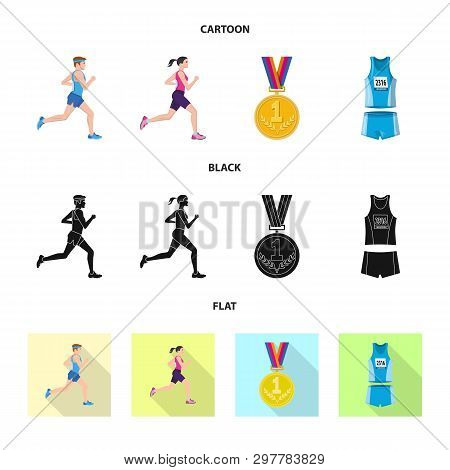 Vector Illustration Of Sport  And Winner Icon. Set Of Sport  And Fitness  Stock Symbol For Web.