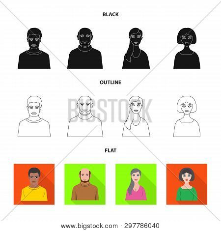 Vector Design Of Hairstyle And Profession  Logo. Set Of Hairstyle And Character  Vector Icon For Sto