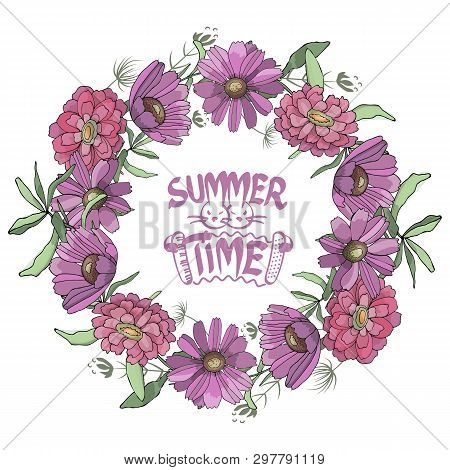 Floral Set. Summer And Spring Isolated Garden Flowers.