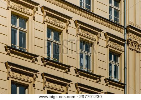 Windows On Period Building Facade  -restored House, Berlin -