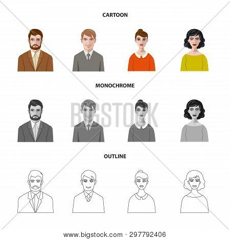 Vector Illustration Of Hairstyle And Profession  Icon. Set Of Hairstyle And Character  Vector Icon F