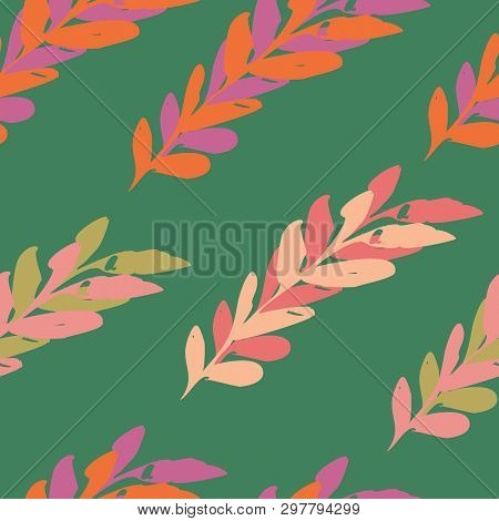 Green Pink Seamless Leaves Watercolour Pattern Design. Perfect For Surface Pattern Design
