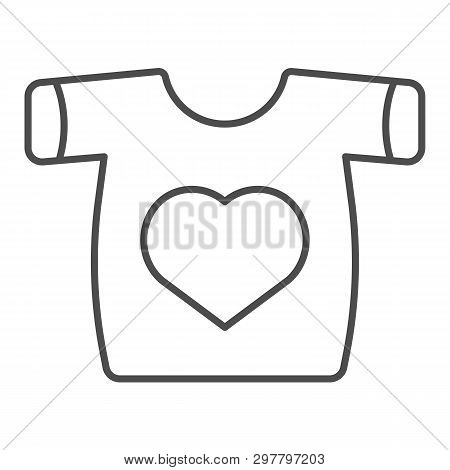 T-shirt With Heart Thin Line Icon. Clothes Vector Illustration Isolated On White. Secondhand Outline