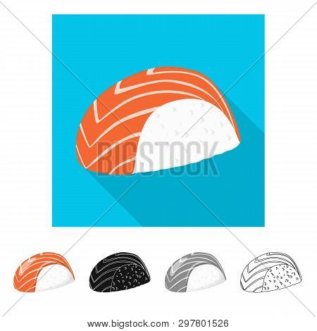 Vector Design Of Rice And Boiled  Symbol. Collection Of Rice And Fish  Stock Vector Illustration.