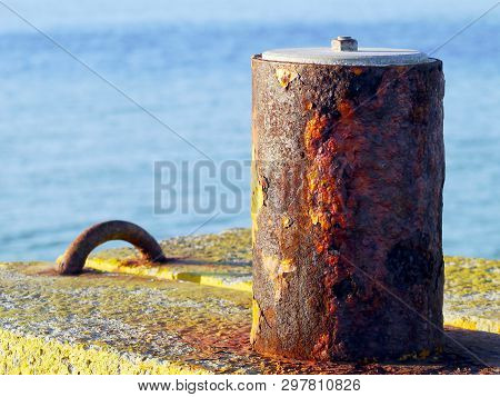 Mooring For Boats On The Coast Of The Bay Of The City Of Cadiz, Andalusia. Spain. Europe