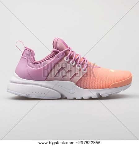 Vienna, Austria - August 7, 2017: Nike Air Presto Ultra Br Purple And Orange Sneaker On White Backgr
