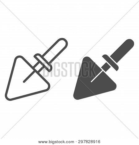 Triangular Shovel Line And Glyph Icon. Cement Shovel Vector Illustration Isolated On White. Tool Out