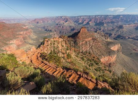 Stairs Down Into The Grand Canyon, Usa.